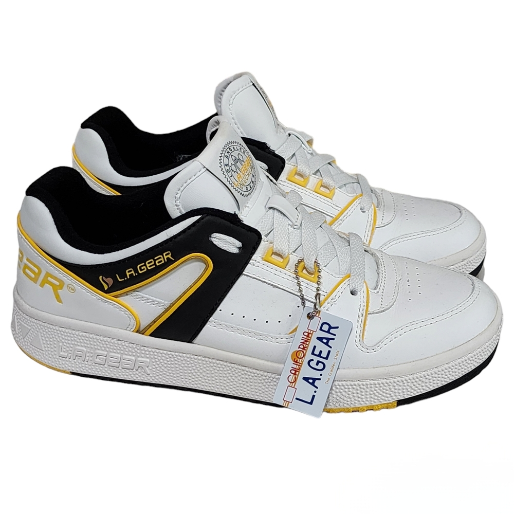 LA Gear x Skechers Slammer Womens Low Sneaker Shoes Yellow White Womens 8